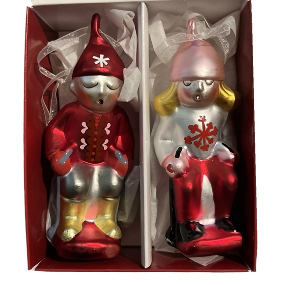 Set 2 New IKEA VINTERFINT Hanging Ornaments Winter-dressed Couple Red 505.303.75 - Picture 3 of 4